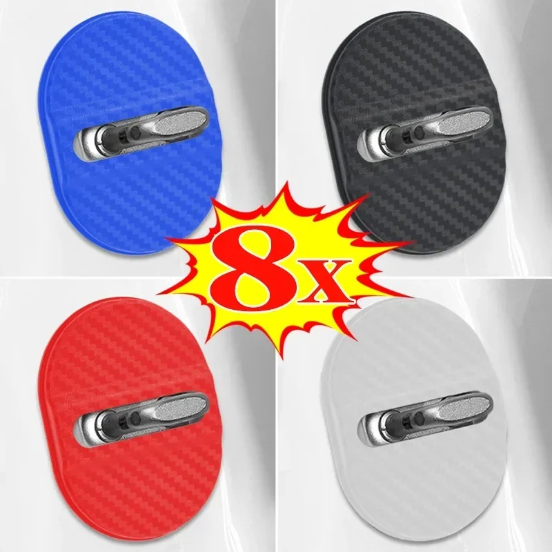 Novo carro fechadura da porta de fibra carbono proteção esteira porta do carro aberto/fechar vibração amortecimento redução ruído amortecedor almofada peças automóveis