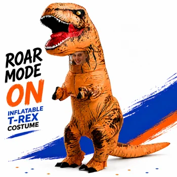 Inflatable T-Rex Dinosaur Costume Adult, Blow Up Tyrannosaurus Rex Suit Halloween Costume…