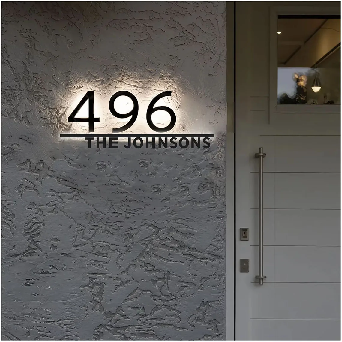 Modern Backlit LED House Sign Customizable Illuminated Address Plate Personalized Address Numbers Street Name House Door Sign
