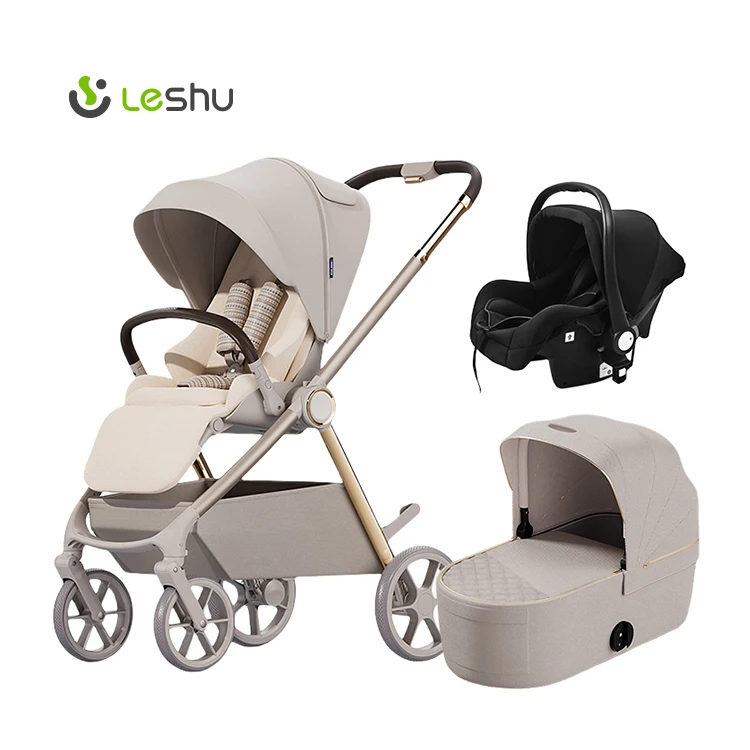 Wholesale Luxury Prams EN1888 Travel Kids Stroller 3 in 1 Foldable Baby Carriage Baby Stroller With Carseat