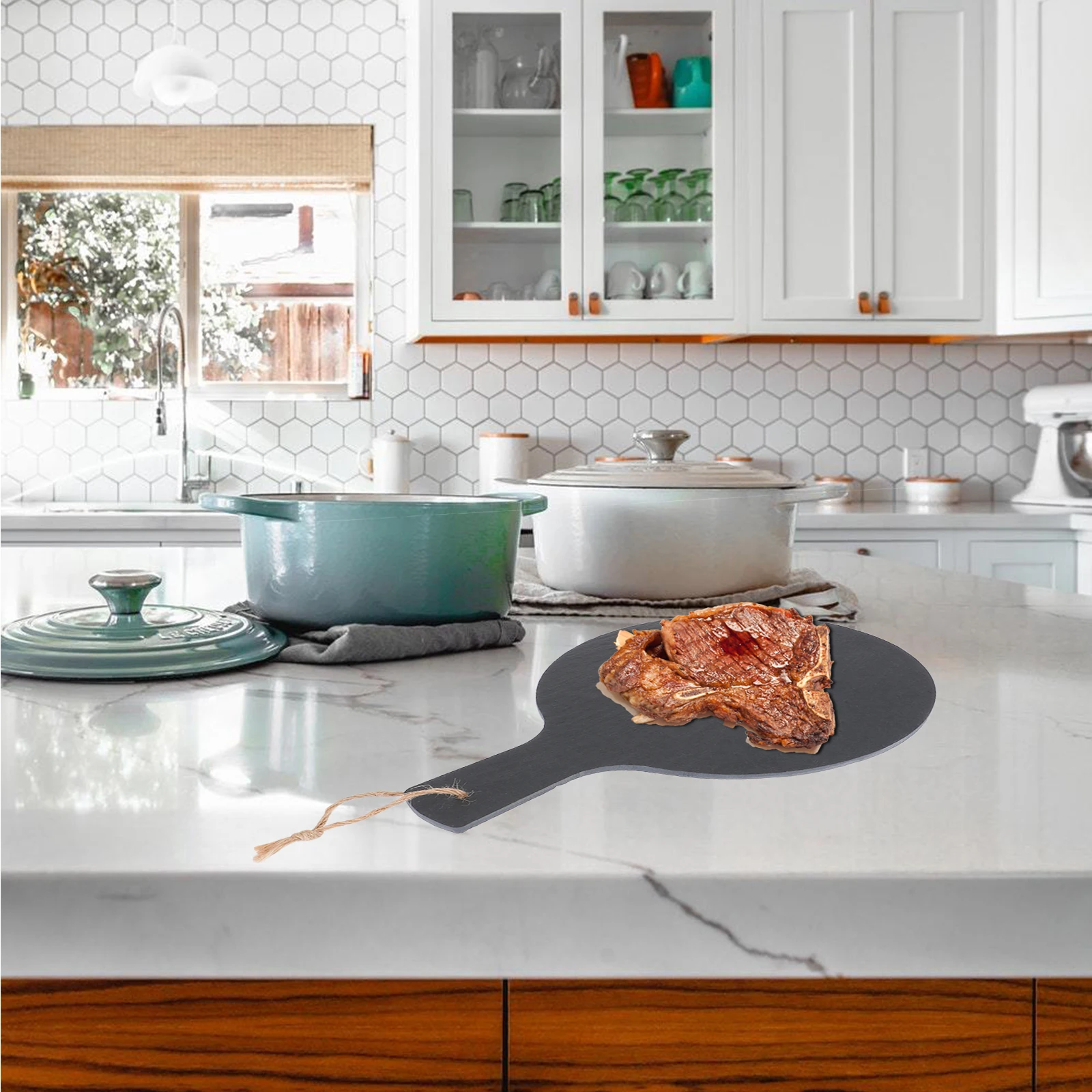 

1pc Natural Serving Plate Food Display Dish For Steak Bread Storage Creative Kitchen Tableware Multifunctional Use