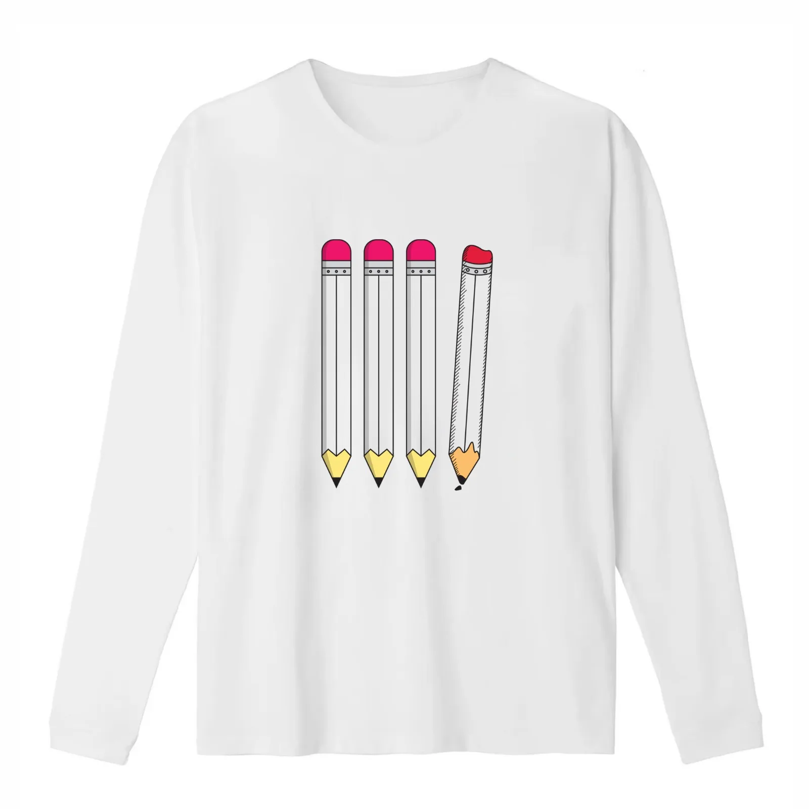 Pencils are Individuals too T-Shirt Summer Casual Cotton Tee Oversized Streetwear Tops Vintage Graphic Print 100% Cotton
