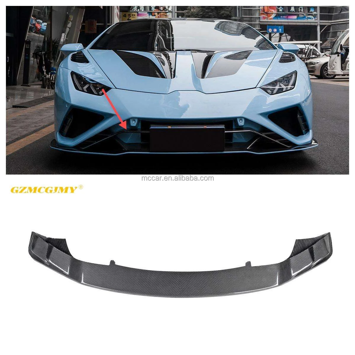 Maßgeschneiderte Auto-Frontstoßstange aus trockenem Carbon für Lamborghini Huracan EVO RWD Style 2020+ Stoßstangen-Frontlippe