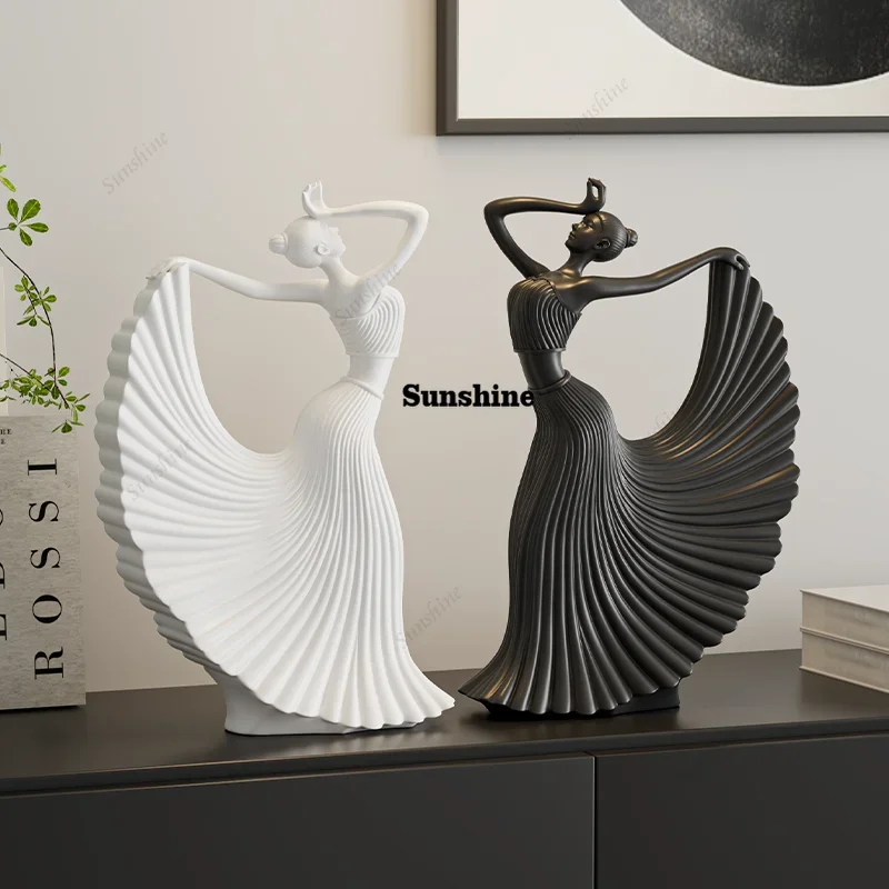 Resin Abstract Dance Art Statue Girl Sculpture Character Decor Resin Craft Art Ornaments Desktop Wine Rack Figurine Home Decor