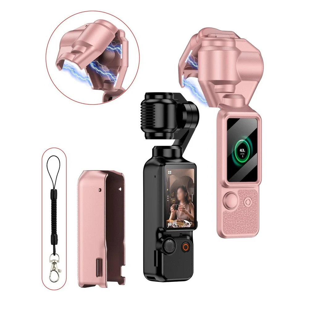 Shockproof Magnetic Case for DJI Pocket 3 Featuring Seamless Fit Retention and Non Slip Wrist Strap for Outdoor Use