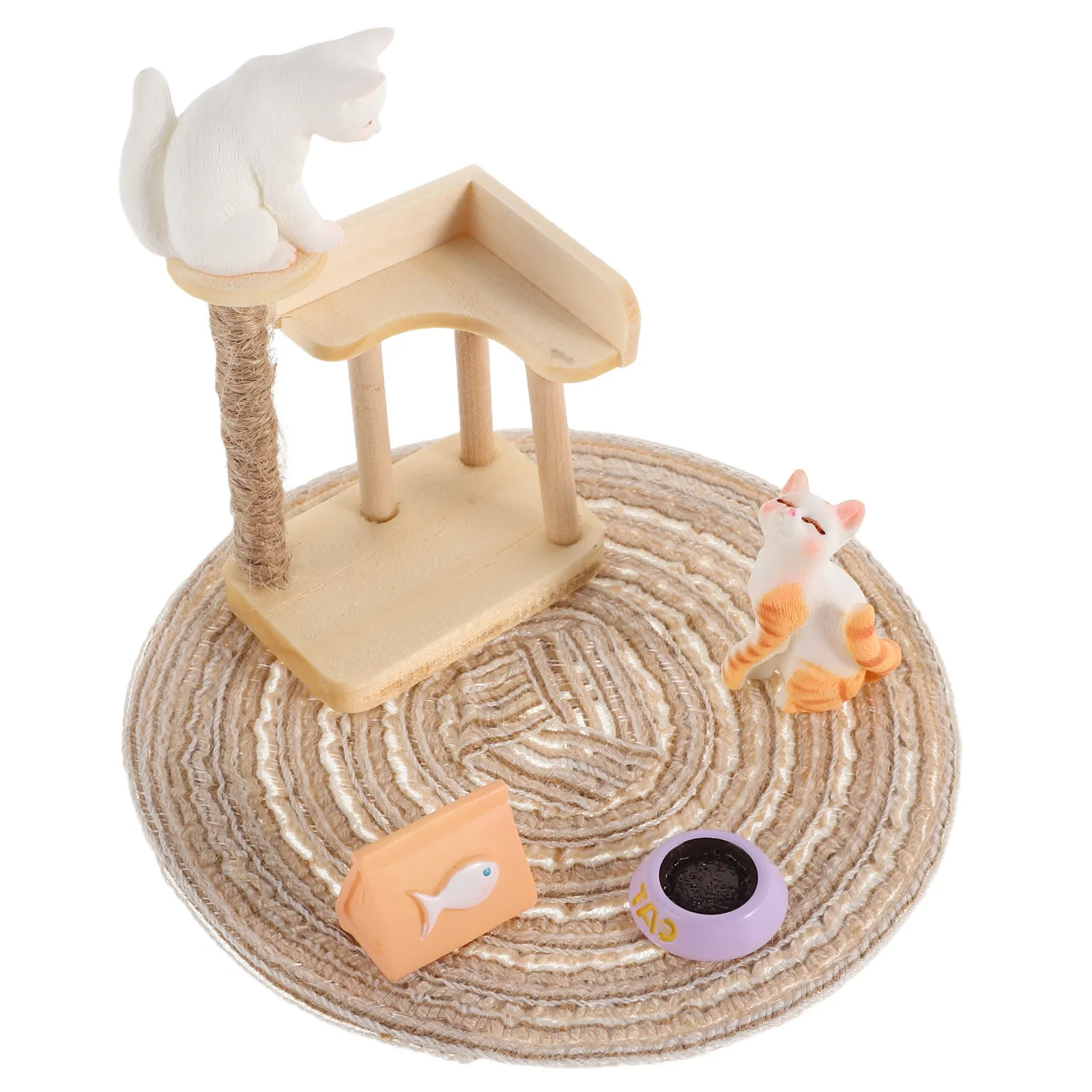

1Set Mini Wooden Cat Tree Tower Realistic Cat Climbing Frame Dollhouse Accessories for 112 Scale Scenery Decoration
