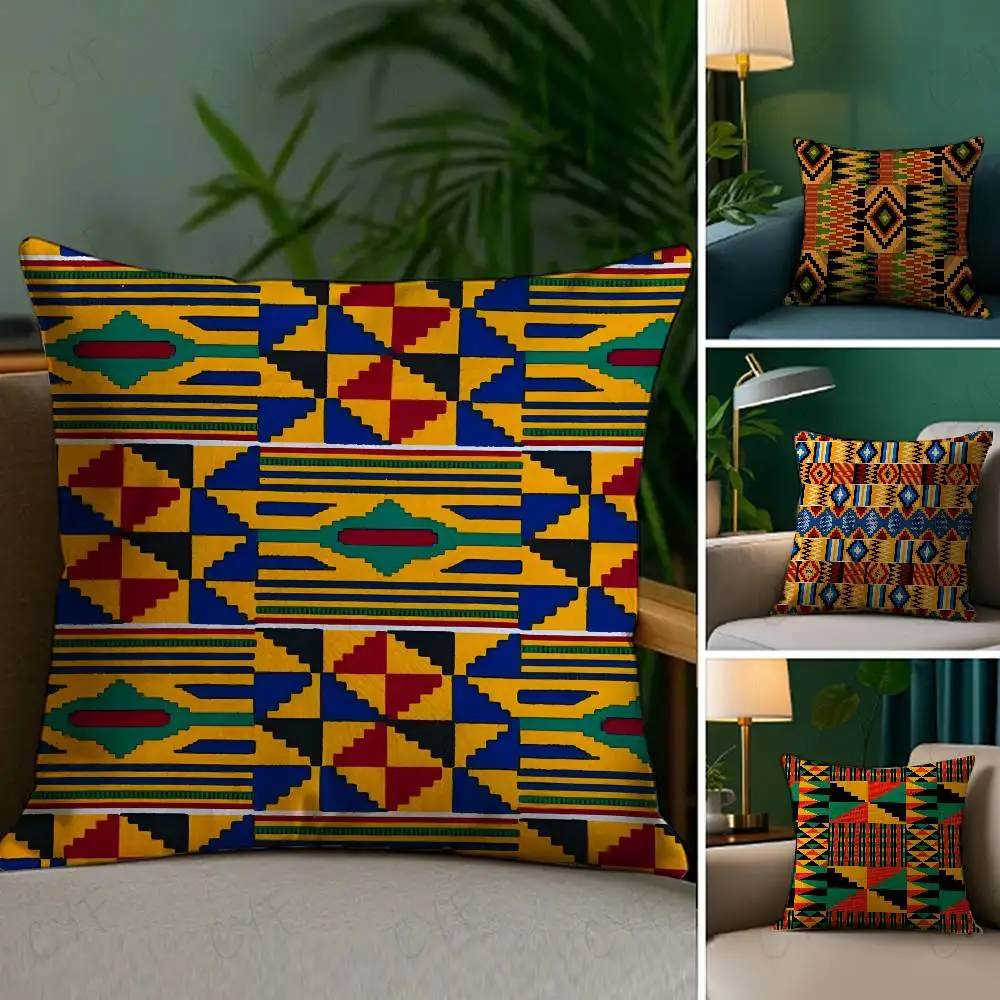 

The Republic of Ghana Kente Cloth Pillow Case Custom Printed Brushed Fleece Pillow, Baby Skin-Touch, Eco-Friendly Dye-Sublimatio
