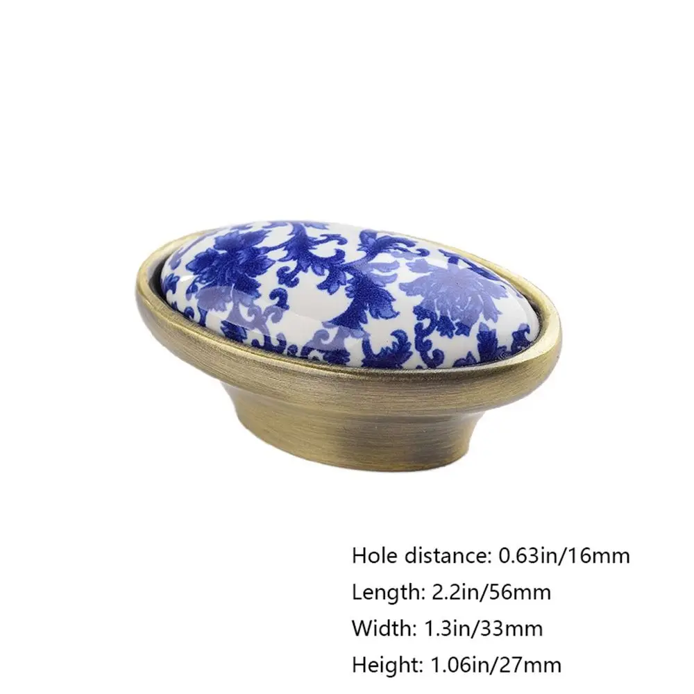 Flowers Ceramic Furniture Fashion Blue And White Creative Door Handle Drawer Knobs Pull Handles Dresser Cabinet Handles