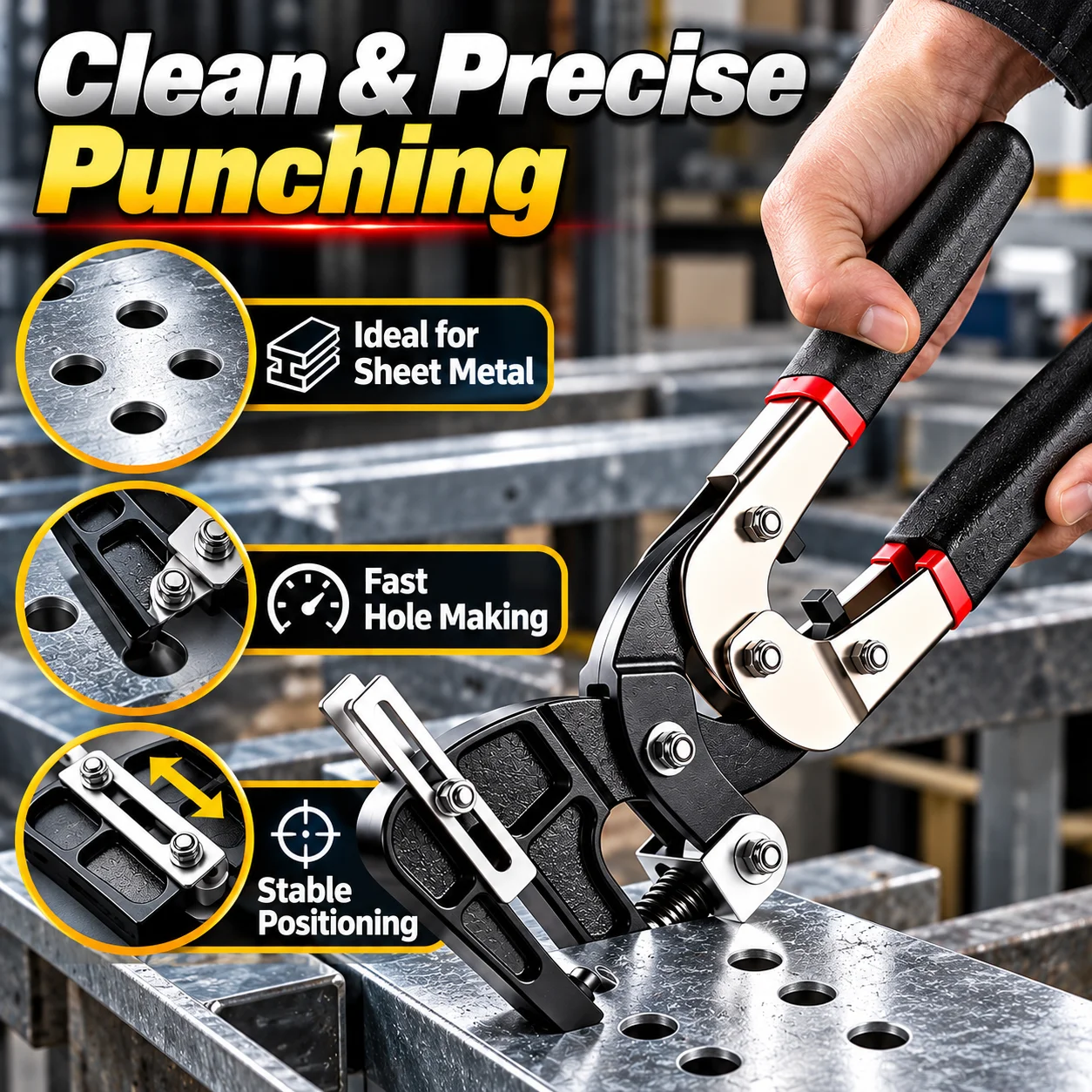 Metal Sheet Punch Pliers—For Signage Making and DIY Channel Letter Fabrication Circular Holes in Stainless Steel/Aluminum