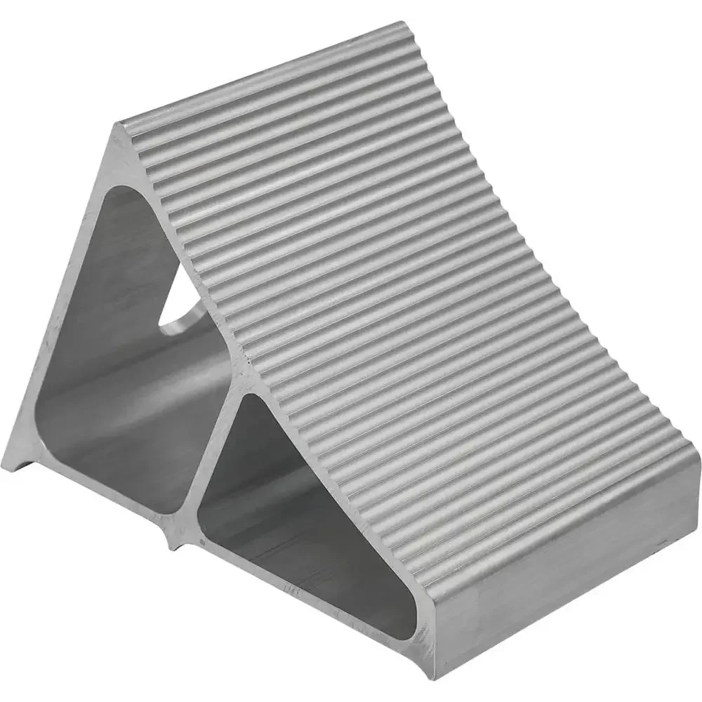 Buyers Products WC7118A Aluminum Wheel Chock with Ribbed Slope, 6 x 8.75 x 5.86 Inch, Added Security for Chocking Semi Trailers
