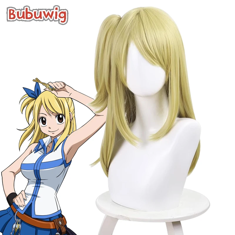 

Bubuwig Synthetic Hair Lucy Heartfilia Cosplay Wigs Fairy Tail Lucy Heartfilia 50cm Long Blonde Ponytail Cos Wig Heat Resistant