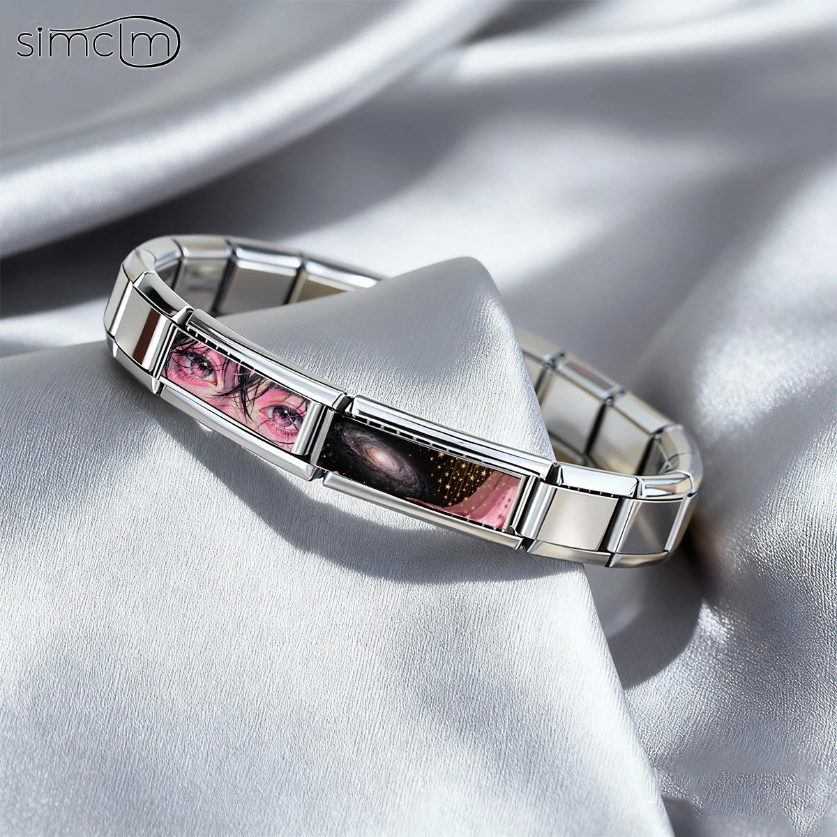 Anime Pink Bracelets Y2k Italian Charm Links Fit 9mm Bracelet Stainless Steel Bracelet DIY Jewelry Making Dropshipping