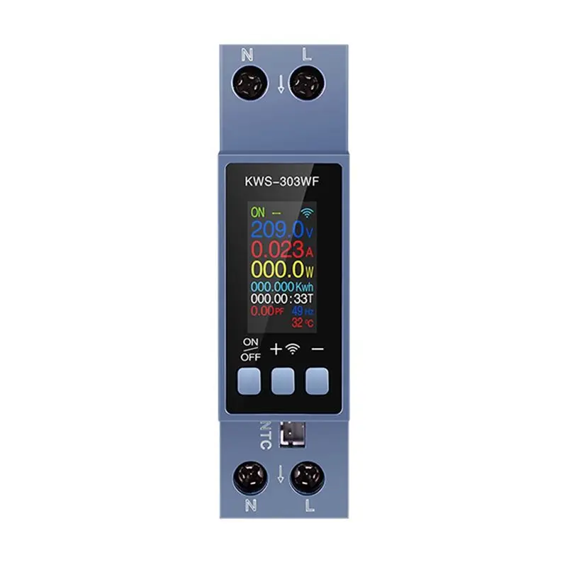 

N82R TUYA WIFI Energy Meter Din Rail Mount Digital Voltmeter Ammeter Wattmeter AC 80-290V Kwh Power Meter Remote Control