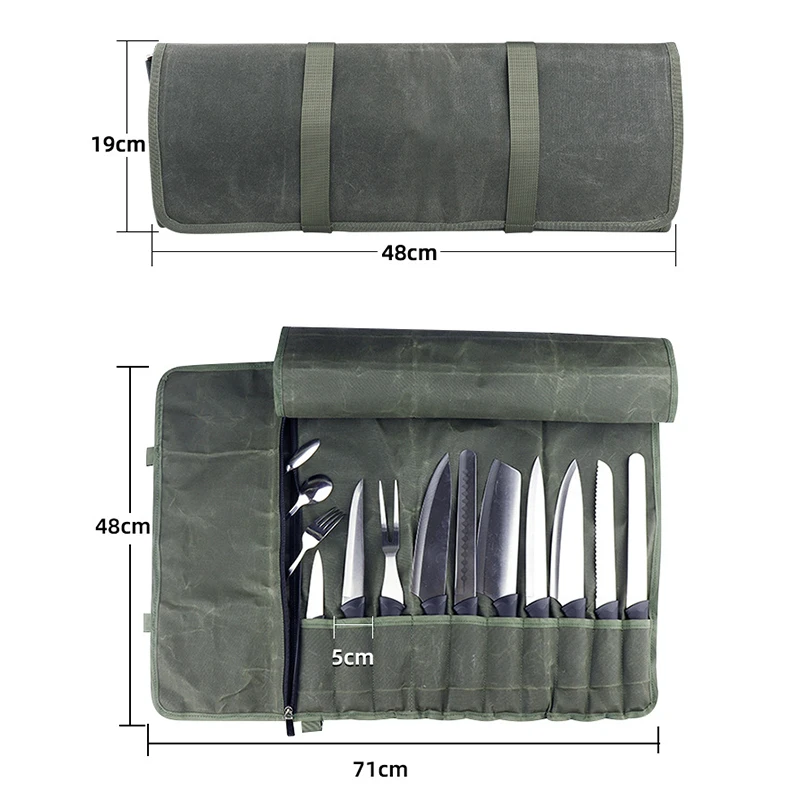 New Oil Wax Canvas Chef's Bag Portable Large Capacity Scratch resistant Kitchenware Storage Bag Kitchen Knives Chef's Tool Kit