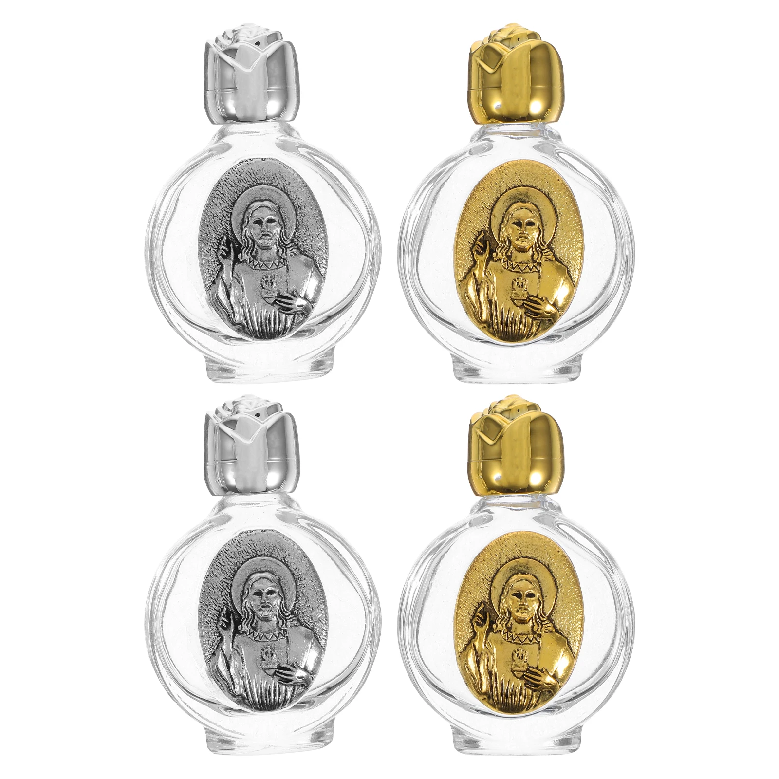

4Pcs Water Bottle Baptism Kit Blessing Crystal Collection Portable Religious Ceremonies Glass Vial Charms Flower
