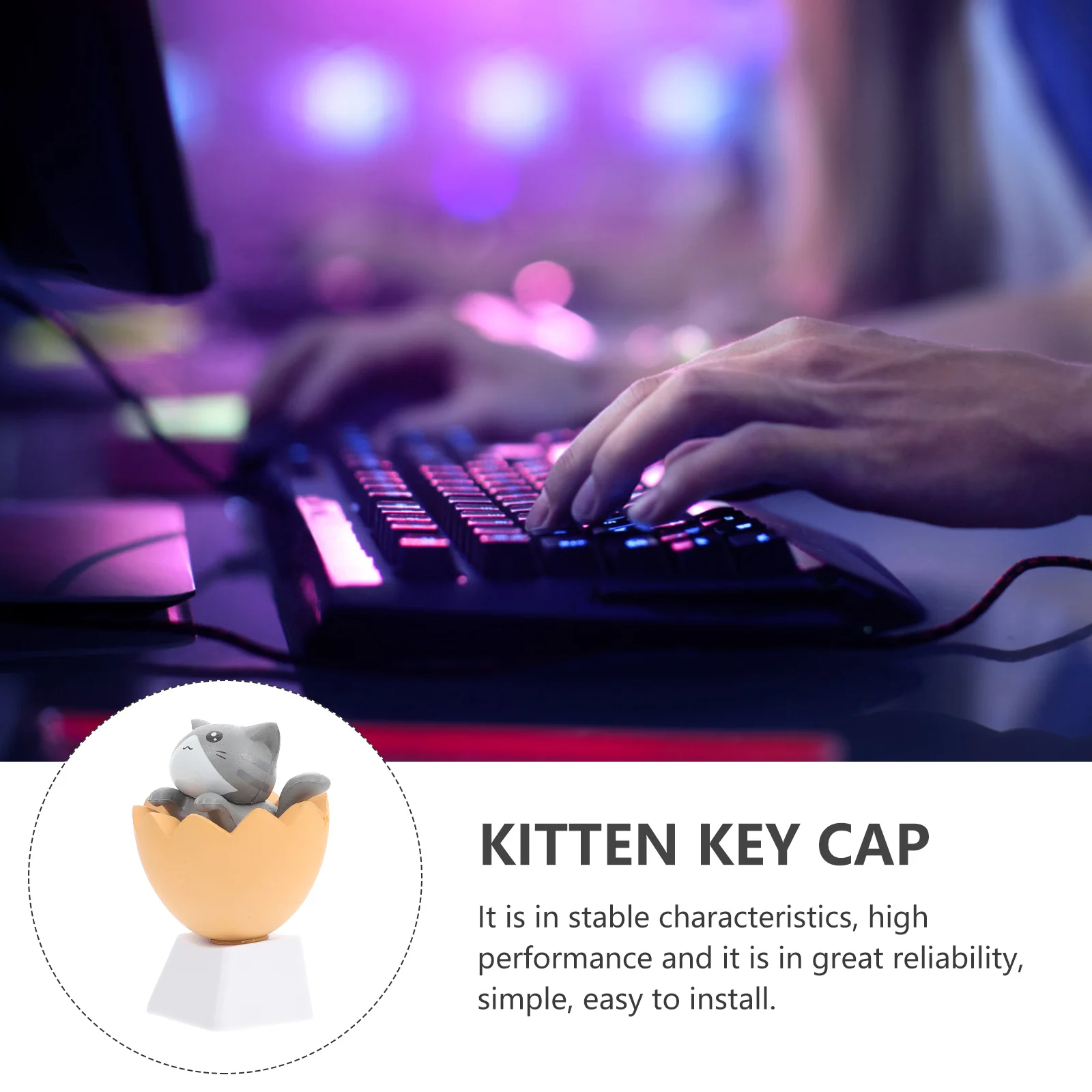قبعات مفاتيح لوحة المفاتيح الميكانيكية من Cat Style R4، غطاء مفاتيح بديل مزخرف ممتع لملحقات لوحة المفاتيح الميكانيكية للكمبيوتر