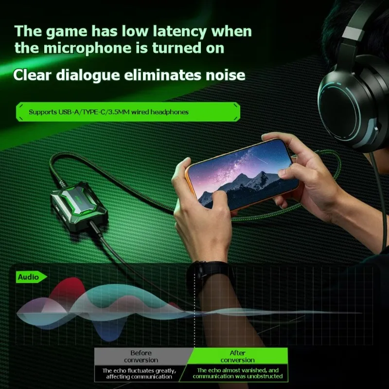 OATSBASF For Type-C Device 5-In-1 Gaming Adapter Hub Including 60W Fast Charging And 3.5Mm Headset Jack Port