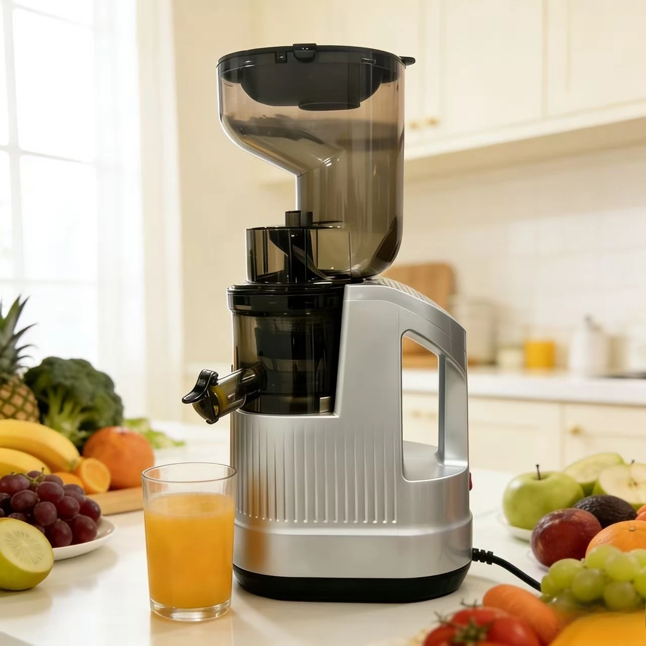 Large Mouth Slow Juicer 1200W Cold Press Pulp Separator Automatic Juice Extractor Machine for Home Commercial Use
