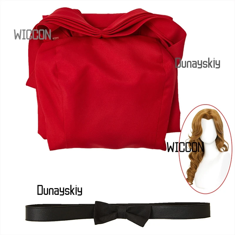 Reiko Houshou Red Gown Wig Set Halloween Cosplay Graduation Party Dress  Detective-Themed Elegance Nazotoki wa Dinner no Ato de