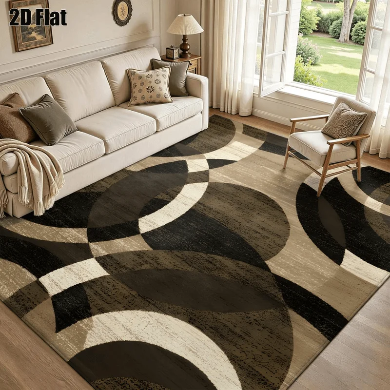 1Pc Luxury Retro Geometric Circle Rug, Machine Washable, Personalized Decoration, Suitable for Modern Minimalist Style, Applicable to Living Room, Bedroom, Entryway, Office, Corridor and Other Areas
