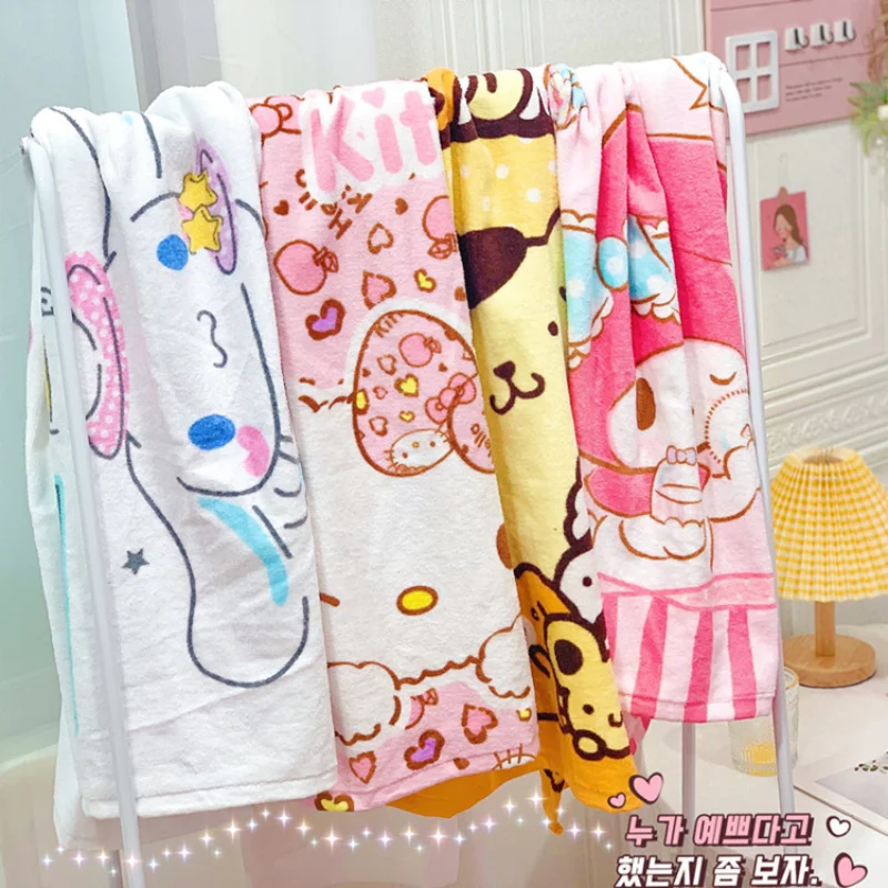 Hello Kitty Sanrio Towel Melody Boy Girl Blanket Cartoon Bath Towel Cotton Children Beach Big Towel Wrapped Towel Cover Blanket
