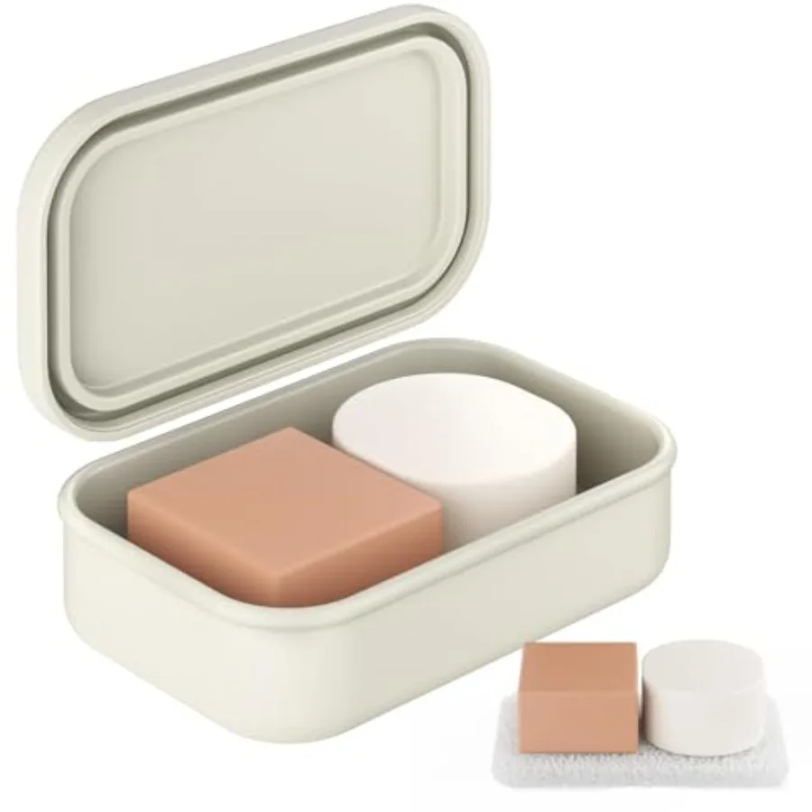 

Solid Shampoo Bar Holder, Large Leakproof Travel Soap Case, Silicone Soap Box with Draining Layer, Enhanced Soap Container, Sui