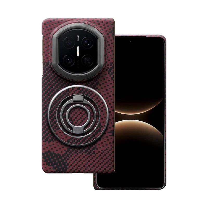 

Genuine 1500D Kevlar aramid fiber Phone Case For Huawei Mate X7 DEL-AL10 DEL-LX9 rotating bracket Magnetic shockproof back Cover
