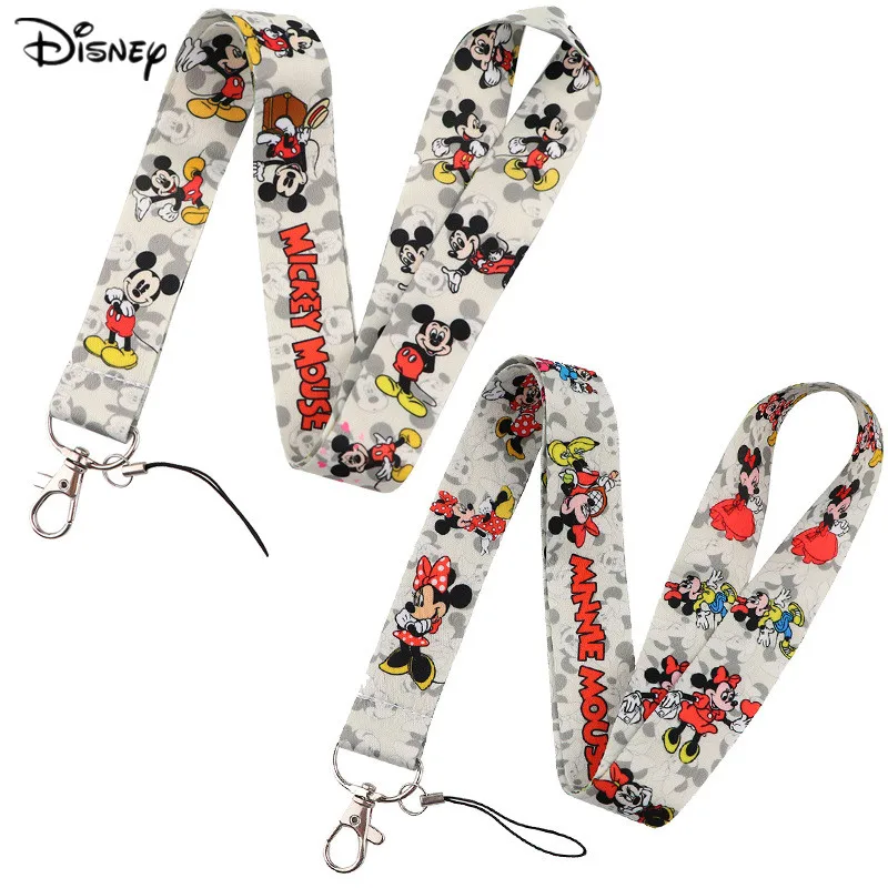 10Pcs Disney Minnie Mickey Phone Lanyard Cartoon Keys ID Cell Phone Neck Strap Toys Action Figure Toy Key Chain kids Gifts