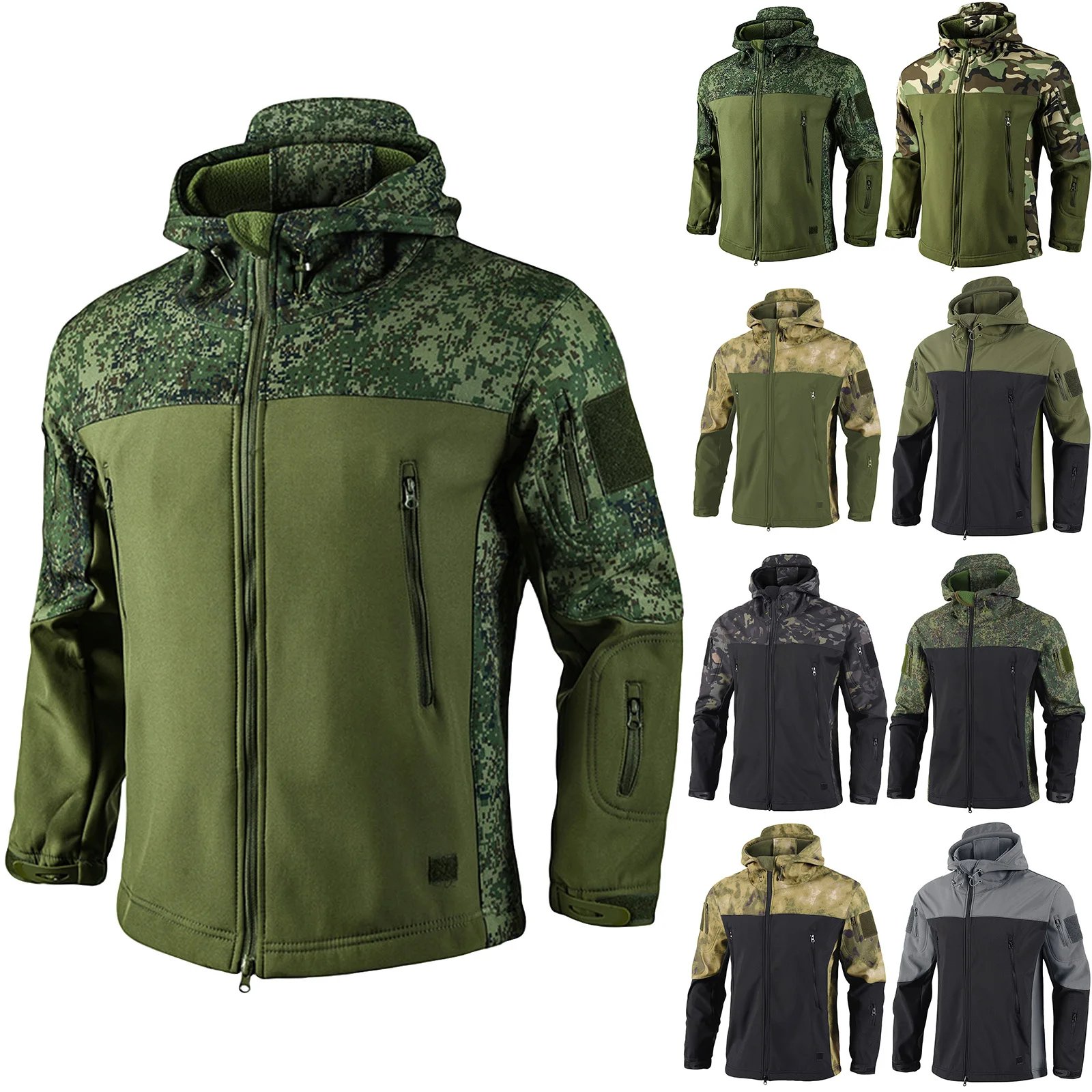 

Men'S Loose Jacket Men's Winter Autumn Waterproof Hiking Jackets Fashionable Multi Pocket Hooded Jacket Camouflage Windbreakers