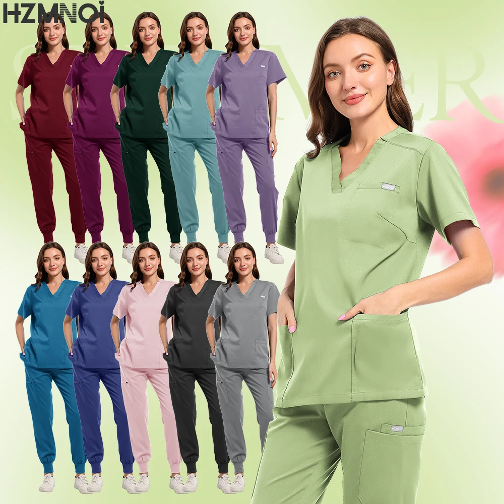 

Multicolor Women Pet Shop Doctor Scrub Medical Surgery Workwear Scrub Set Scrub Uniform Short Sleeve Tops+Pants Nursing Uniform