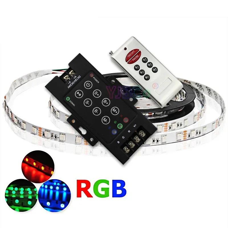 

12V 24V DC 360W RGB LED Strip Controller with 8 Keys wireless Remote Switch RGB light tape Dimmer