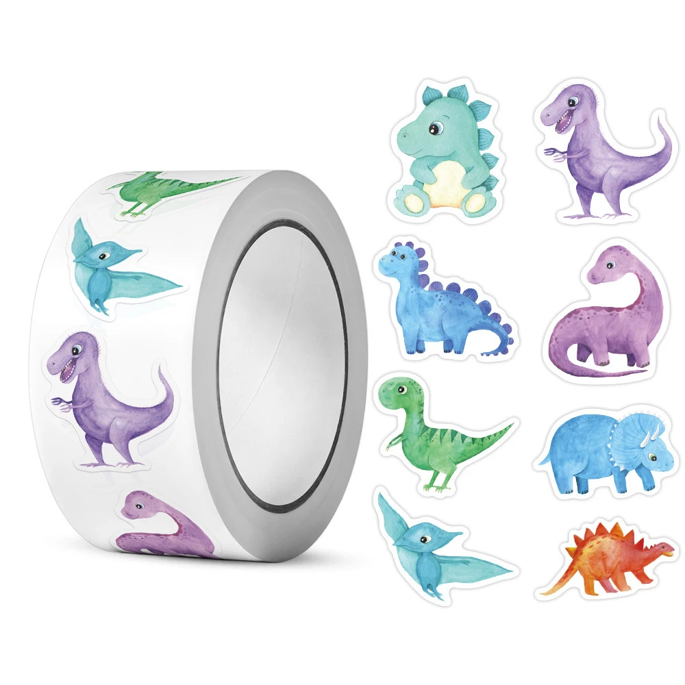 500pcs/Roll Cute Dinosaurs Cartoon Stickers Kawaii Animal Graffiti Decals DIY Laptop Luggage Notebook Reward Seal Label Sticker