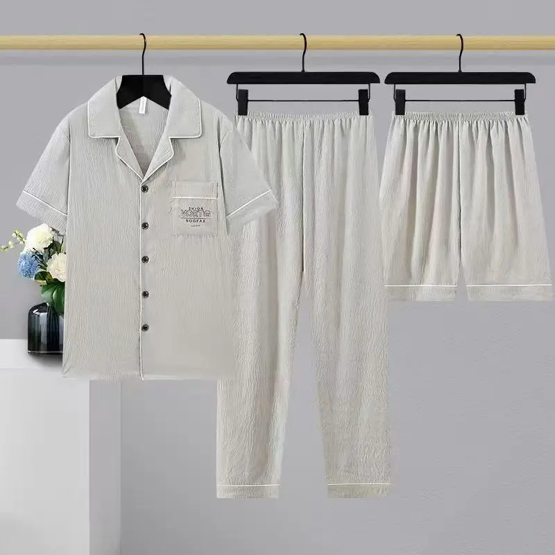 

High-End Three-Piece Men's Pajamas Summer 2025 Casual Summer Thin Large Size Versatile Home Wear Men's Set