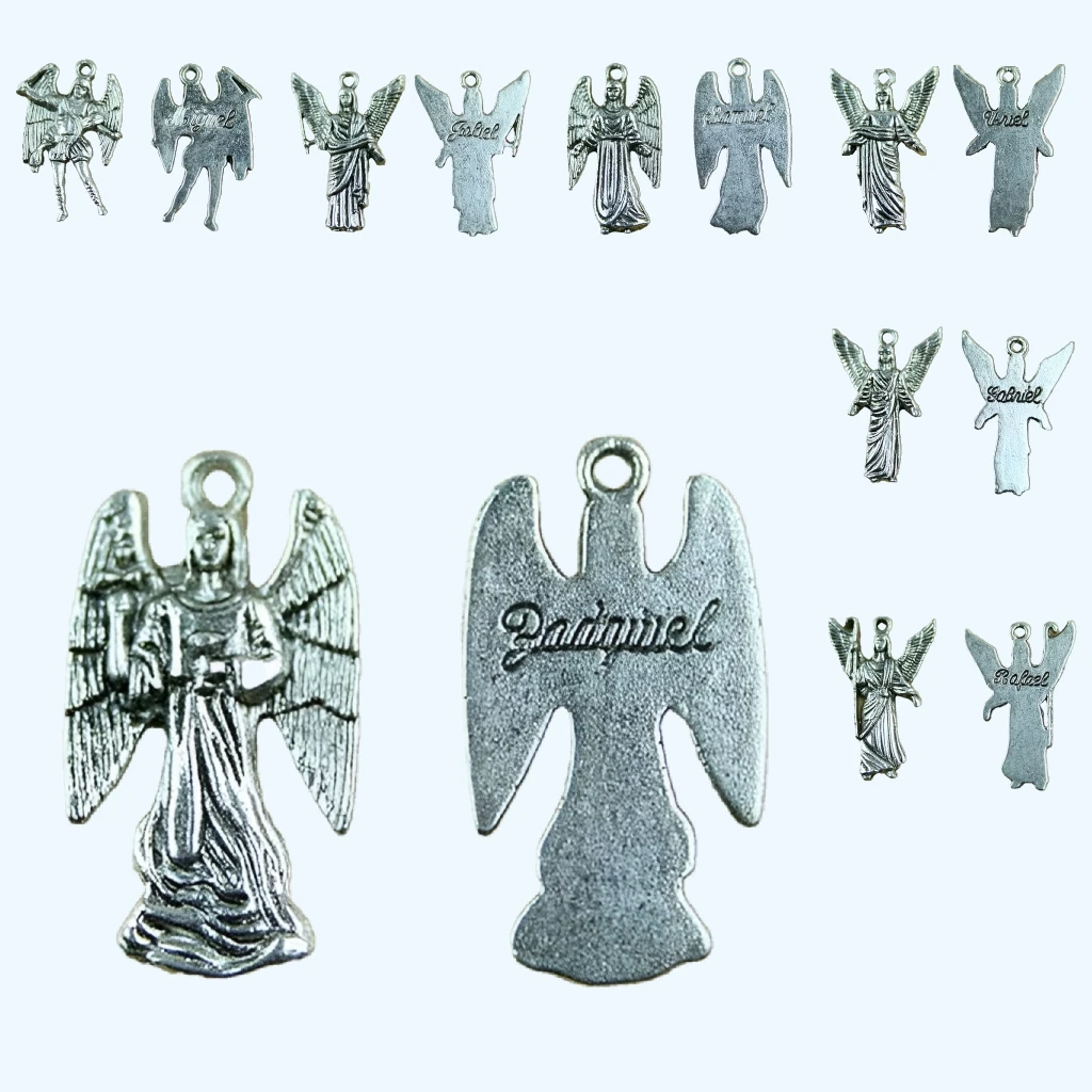 

21pcs 24*14mm Uriel Archangel Charms In Tibetan Silver Color Charms for Jewelry Making 7 archangels