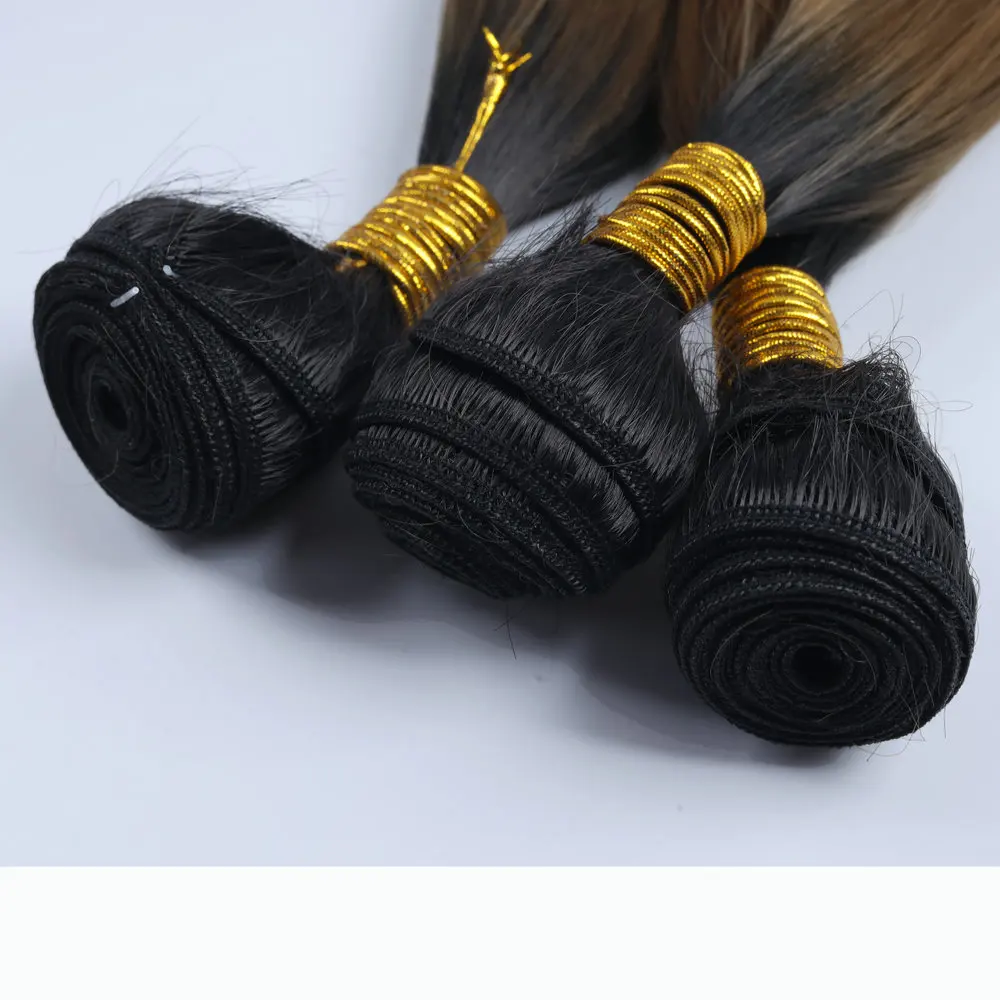 Fiber Hair Weave Quiet Gold Color,Synthetic Hair Blend Bundles Ombre Color T1B27 Silk Straight Hair Extension Yaki Straight 100g