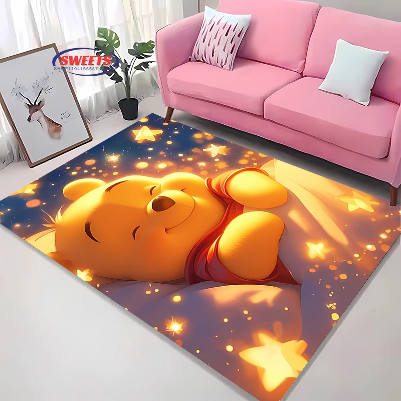 

Ковер Potdemiel Classic Disney Winnie The Pooh, для гостиной, спальни, детской комнаты, нескользящий, машинная стирка.
