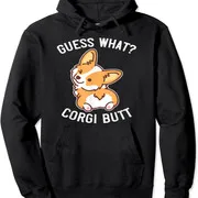 Polarshe Custom Pattern Guess What Corgi Butt Funny Corgi Dog Gift Pun Shirt Unisex Hooded Sweatshirt Men Hoodies Autumn Coat