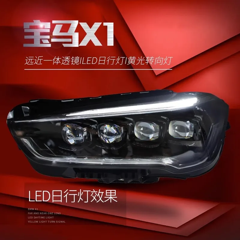 Car LED Headlight Assembly For BMW X1 2016-2019 Streamer Turn Signal Indicator Daytime Running Light Front Lamp