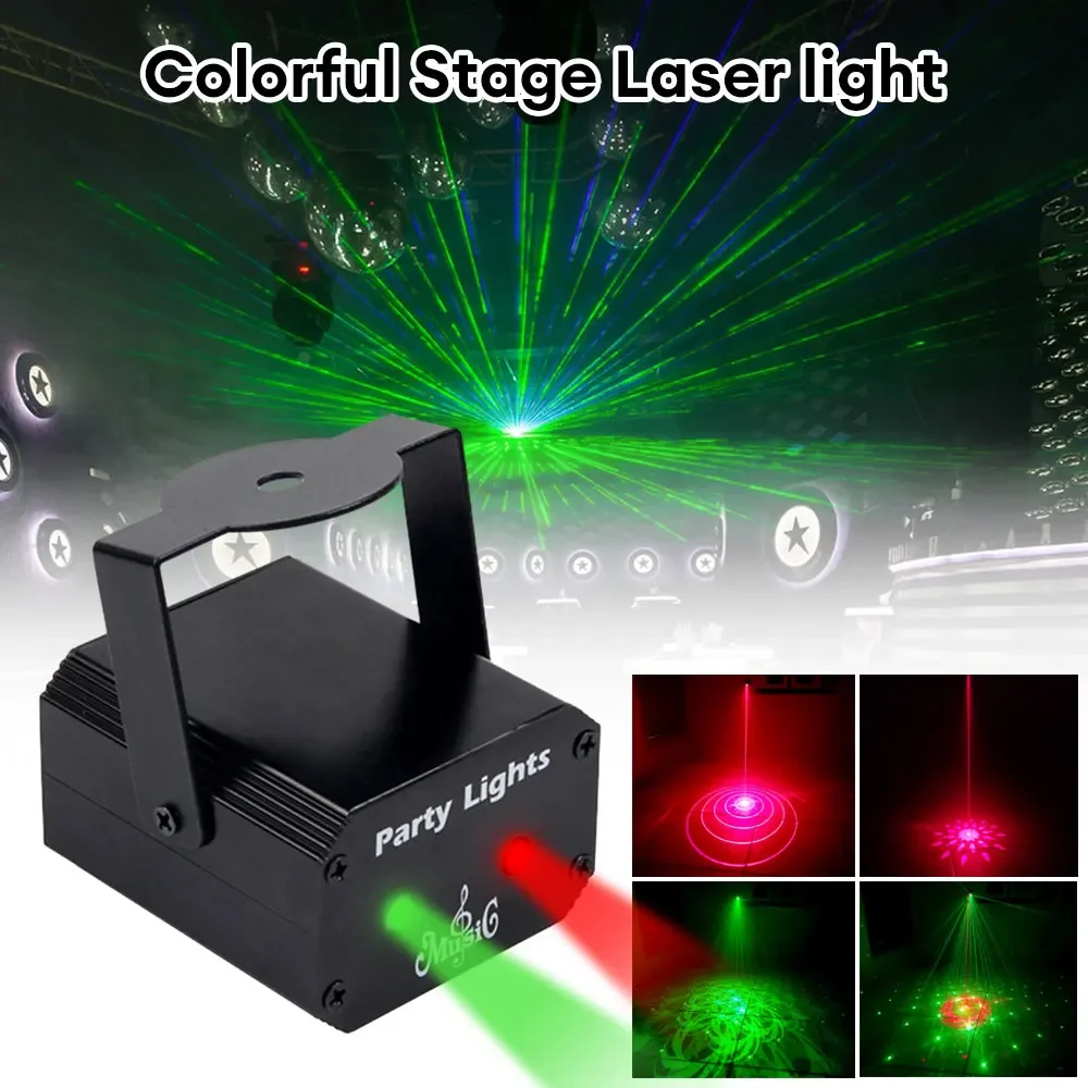 Mini R&G Laser 32 Patterns Projector Party Light DJ Dance Disco Bar Projection Magic Ball LED Party Xmas Stage Effect Light Show