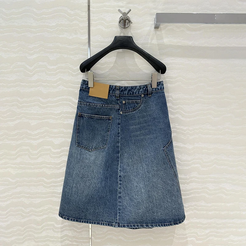 [Vibe] 2025 Nieuwe Retro Denim Onregelmatige Splicing Een Sub Lange Rok Vrouwen Bustier Mode Tij Korte Rokken Dameskleding