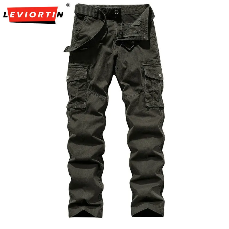 Spring and autumn men's fashionable versatile straight leg protective pants, loose and simple multi pocket casual work pants