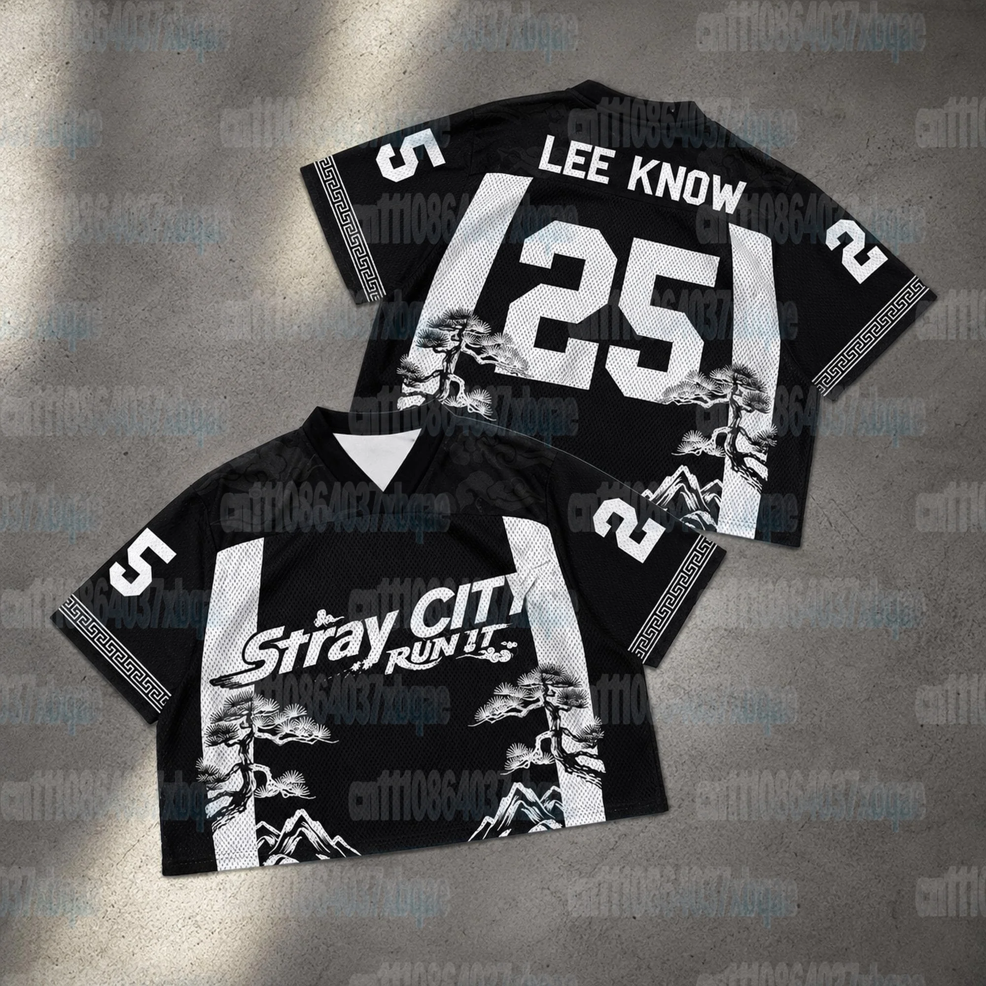 Stray City Felix 01 V-Ausschnitt Sporttrikot Kurzarm Unisex Oversized Kpop Fan Streetwear Konzert Casual Top FamilyMatching – Detail 5