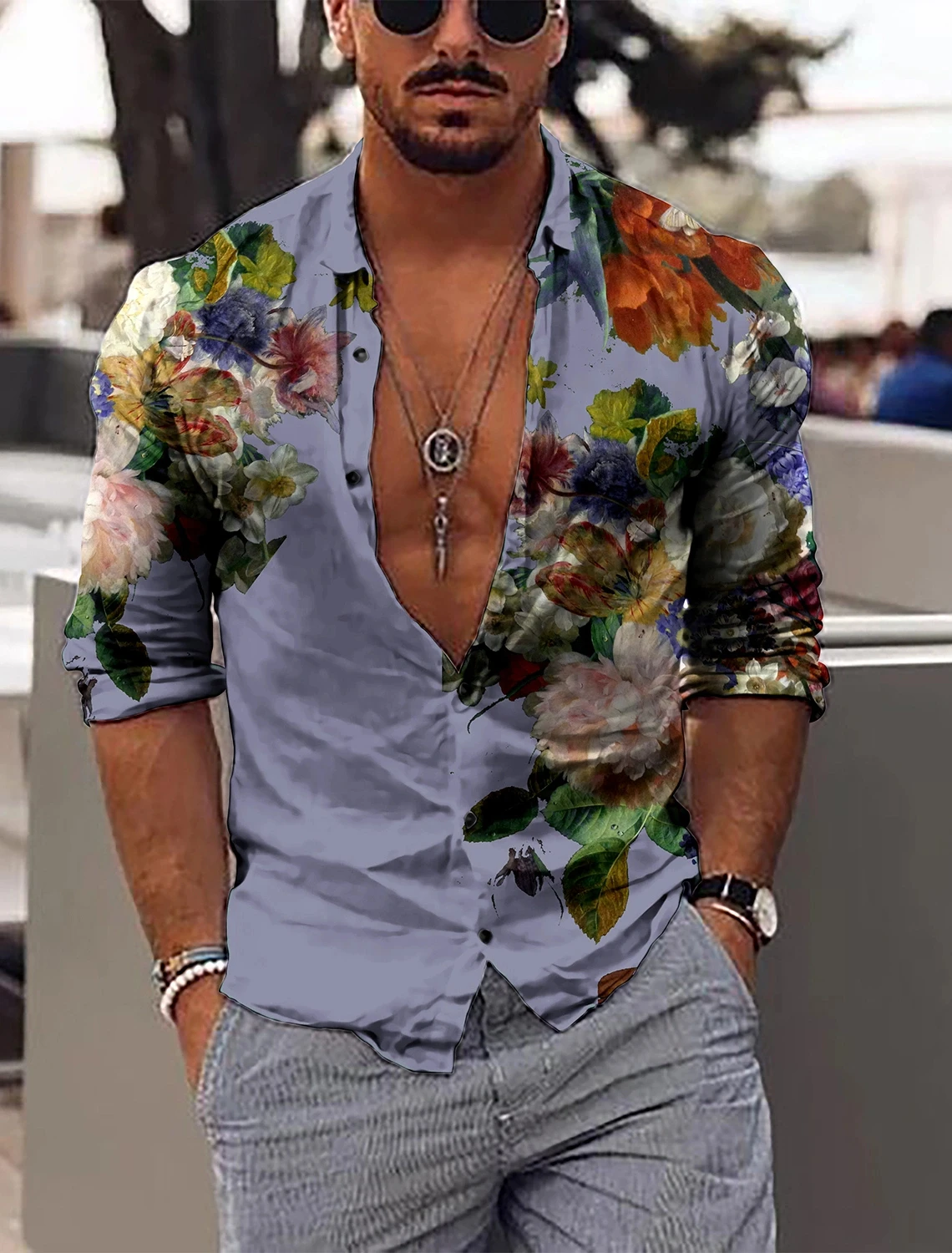 Men's Floral Shirt Formal Shirt Button Shirt Long Sleeve Business Casual Party Daily Autumn Winter Spring Summer Lapel