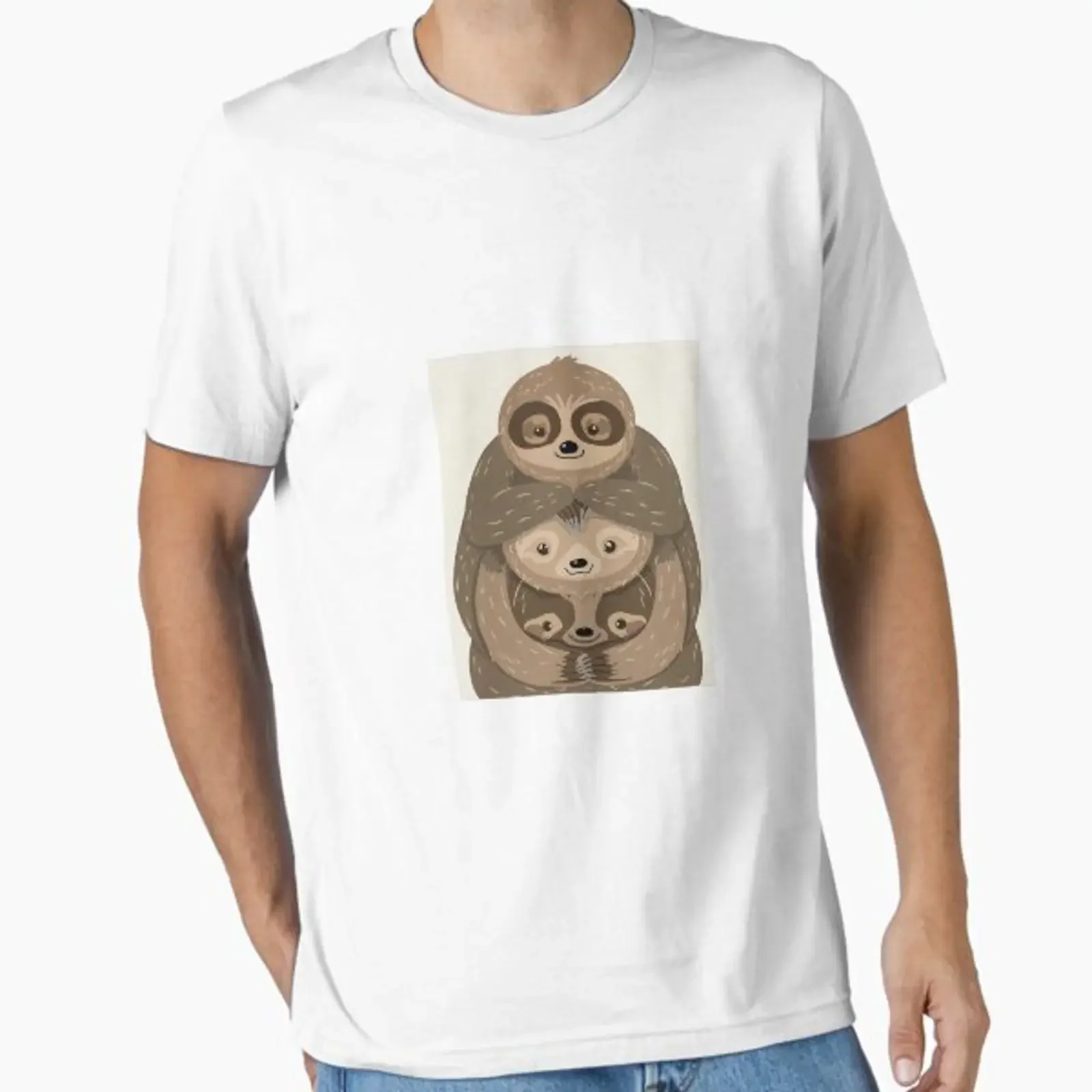 Sloth Stack T Shirt Cute Family Art Funny Lover Pullover Meme vintage Washed Casual Unisex Comfortable Soft Versatile