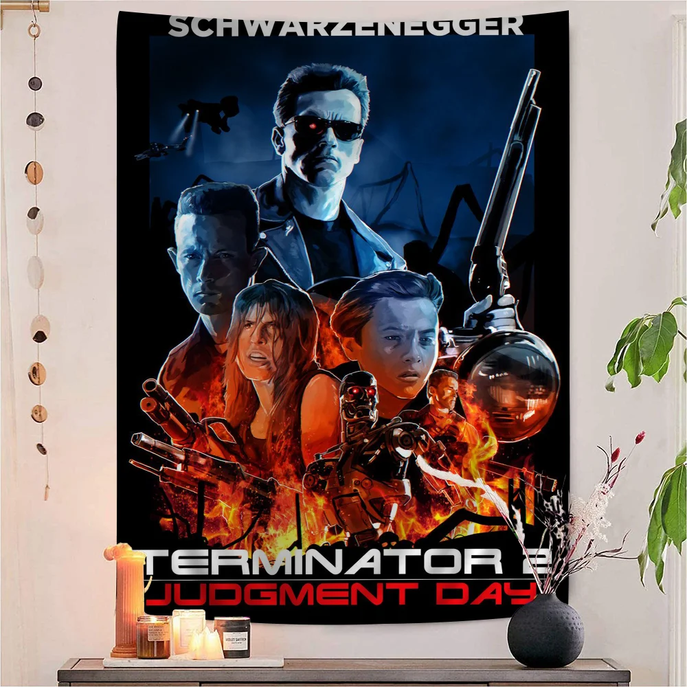 Movie TERMINATOR Anime Tapestry Hippie Flower Wall Carpets Dorm Decor Wall Hanging Home Decor