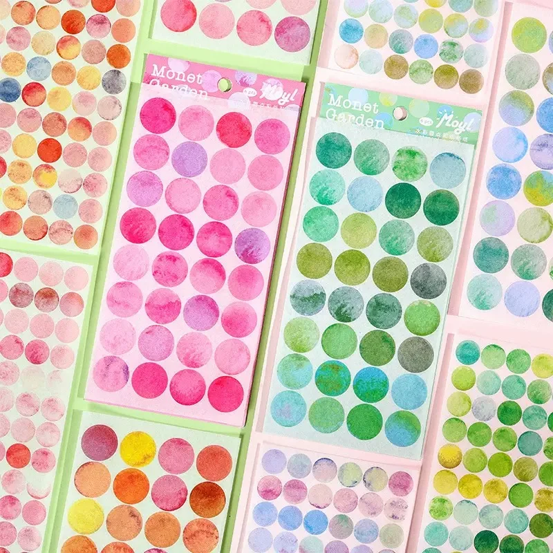 6pcs/pack Colored Dot Pattern Decorative Stationery Stickers Colorful Dream Scrapbooking DIY Diary Album Planner Custom Sticker