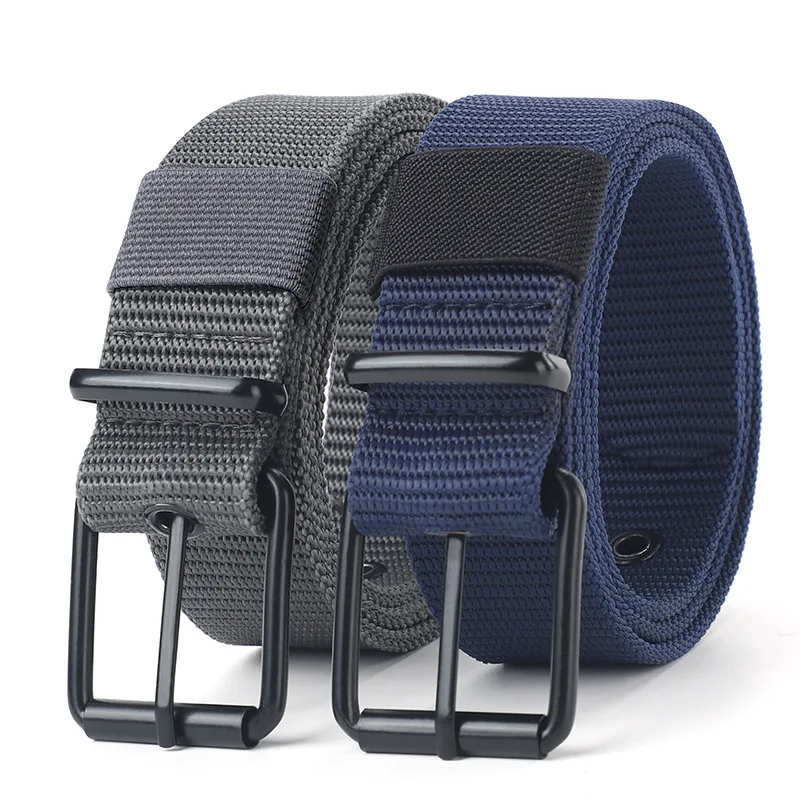 Men\'s Casual Belts Solid Color Belts Fashion Simple  Metal Belt Hole Black Metal Buckle Men\'s Apparel Accessories 120cm