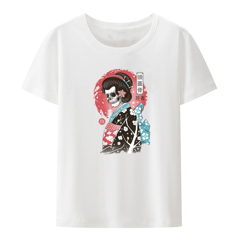 Yokai Geisha Funny Print T-shirt Street Fashion Graphic Tshirts T-shirts Humor Hipster Cool Camisa Streetwear Clothing Tops