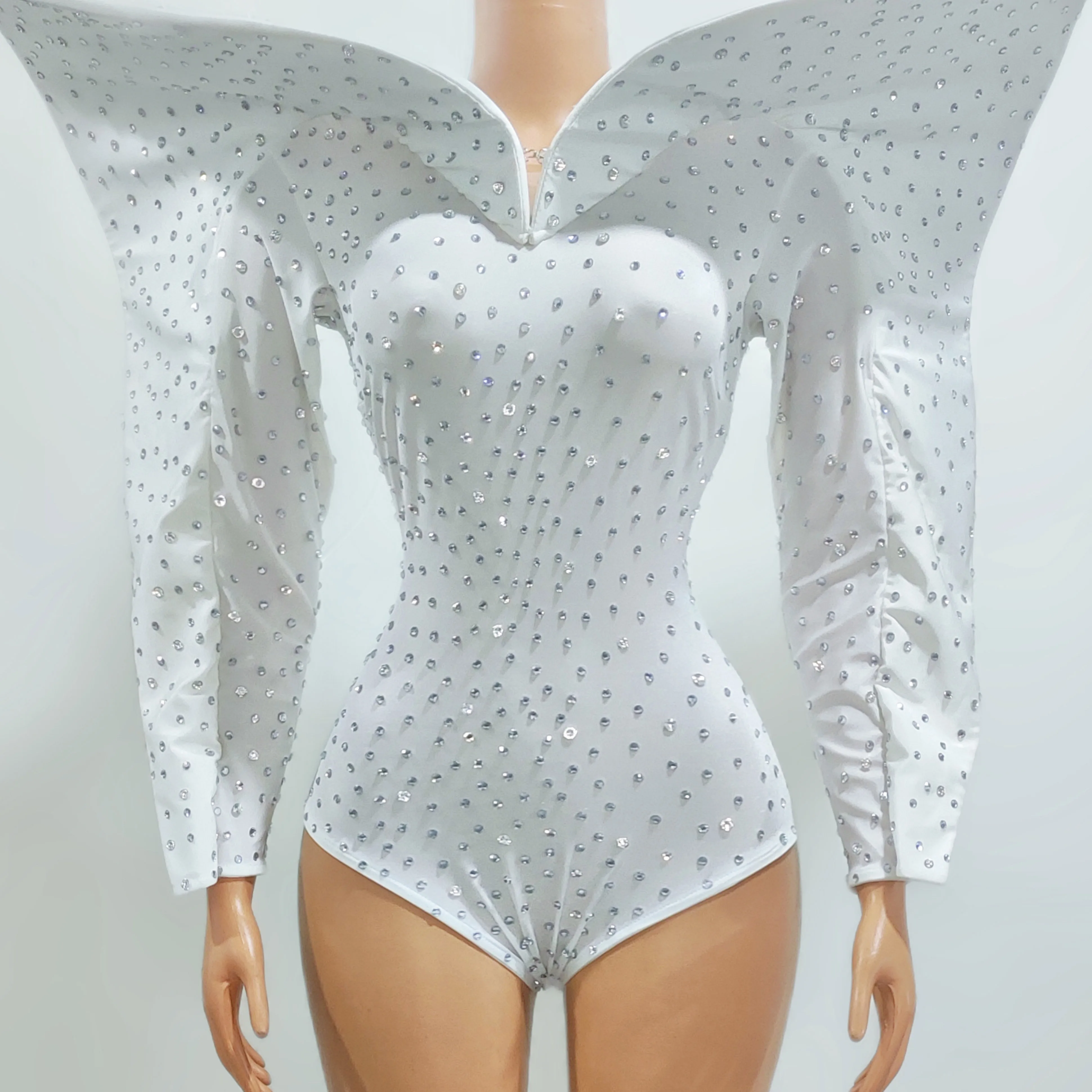 Sparkly Rhinestones Bodysuit Exaggerated Stage Performance Clothing Women Nightclub Dancer Singer Concert Drag Queen Costume