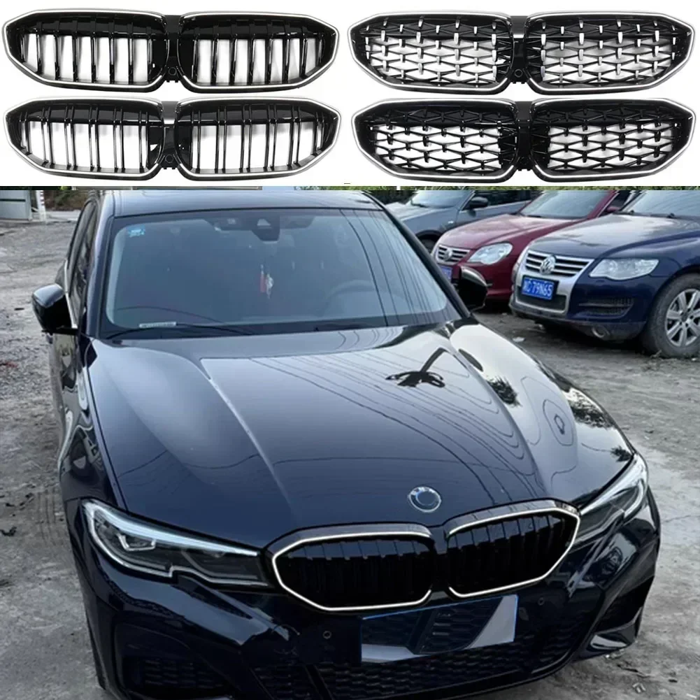 Front Racing Upper Radiator LED Grilles For BMW G20 G28 3 Series 320i 325i 330i M340i 325Li xDrive M LCI Grille 2019-2022